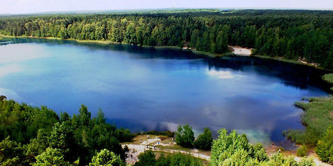 Blick auf den Bergbausee Felixsee bei Bloischdorf