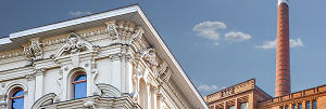 Ausschnitt Villa mit Heizkraftwerk Gustav-Avellis im Hintergrund, Fotograf: DSK GmbH, Copyright: DSK GmbH